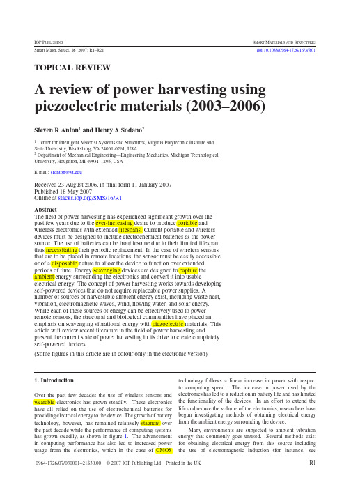 A review of power harvesting using piezoelectric materials (2003_2006)