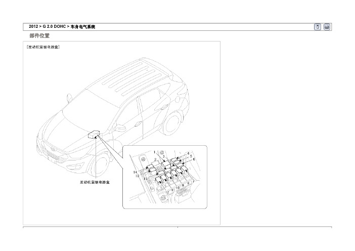 2012年北京现代ix35（LMC）G2.0DOHC保险丝和继电器位置示意图