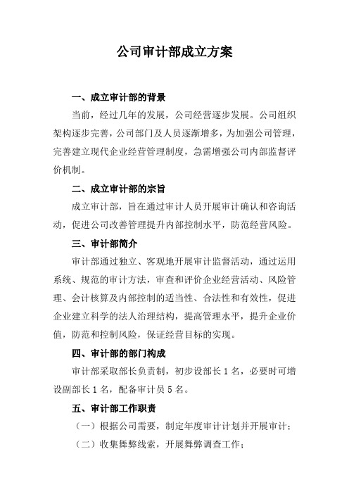 公司审计部成立方案