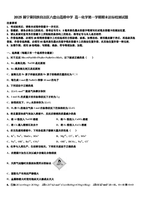 2025届宁夏回族自治区六盘山高级中学高一化学第一学期期末达标检测试题含解析