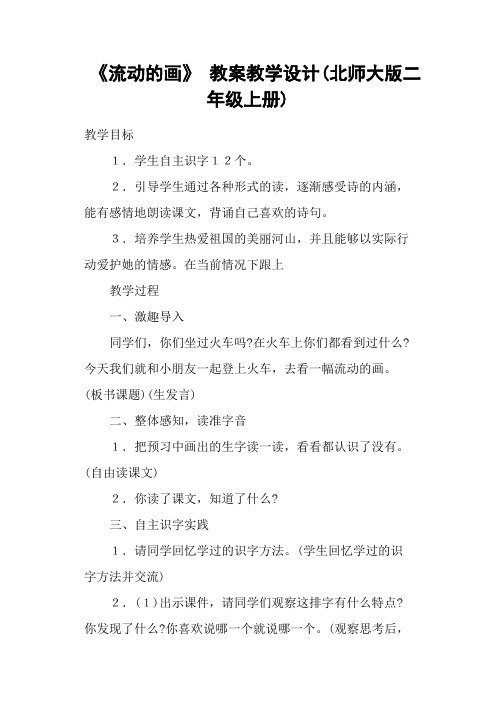 《流动的画》 教案教学设计(北师大版二年级上册)