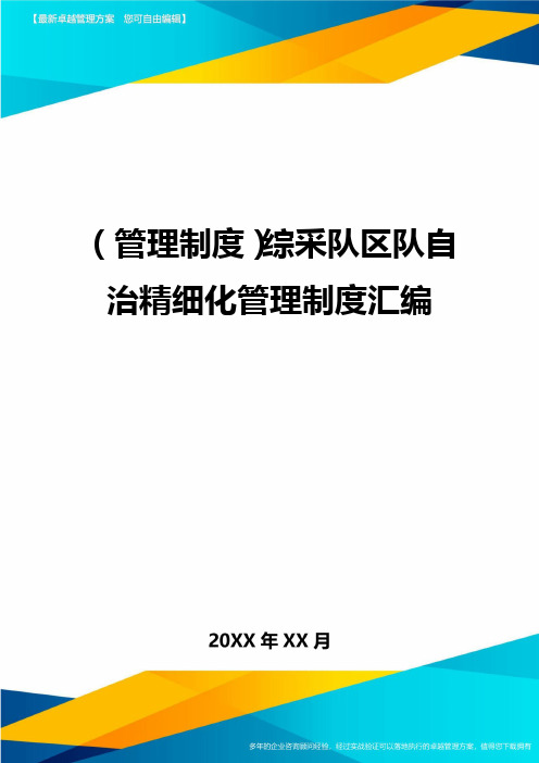 (管理制度)综采队区队自治精细化管理制度汇编