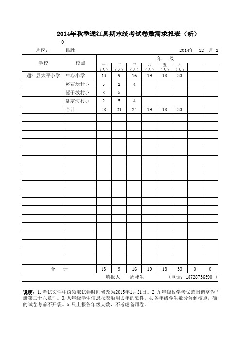 2014年秋季期末考试卷数