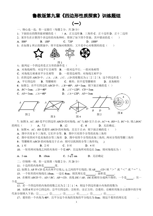 鲁教版第九章《四边形性质探索》训练题组(一二三四五)