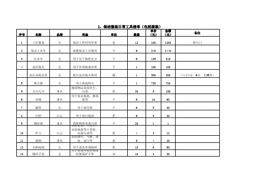 保洁工具及耗材清单