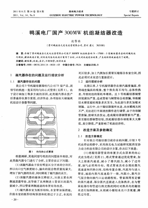 鸭溪电厂国产300MW机组凝结器改造