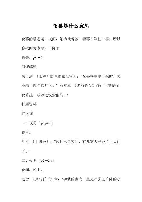 夜幕是什么意思