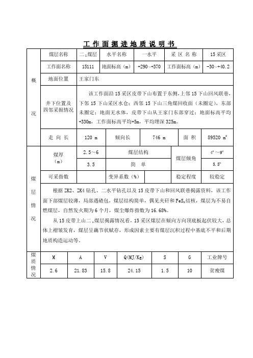 15111掘进地质说明书