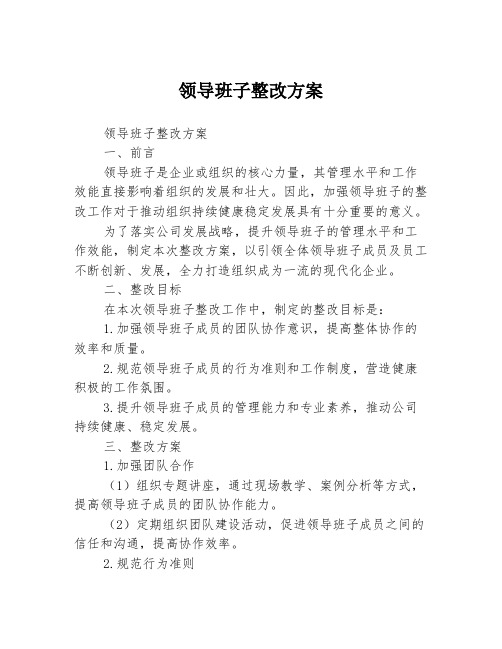 领导班子整改方案