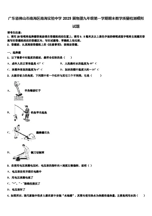 广东省佛山市南海区南海实验中学2025届物理九年级第一学期期末教学质量检测模拟试题含解析