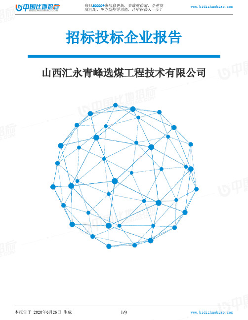 山西汇永青峰选煤工程技术有限公司-招投标数据分析报告