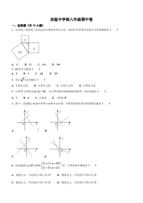 广东省深圳实验学校中学部2023-2024学年八年级上学期期中数学试题