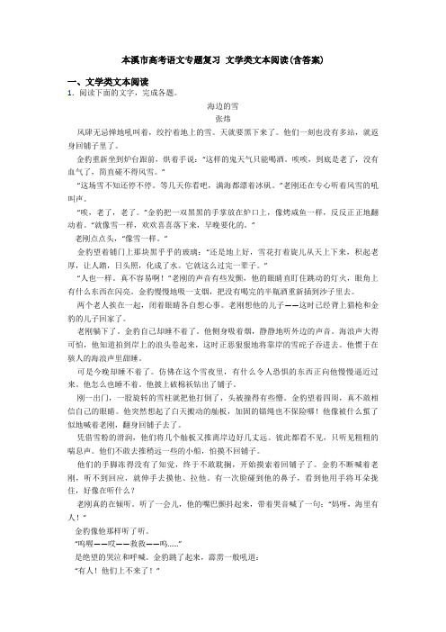 本溪市高考语文专题复习 文学类文本阅读(含答案)