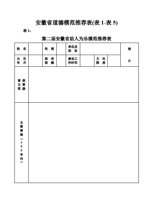 安徽省道德模范推荐表