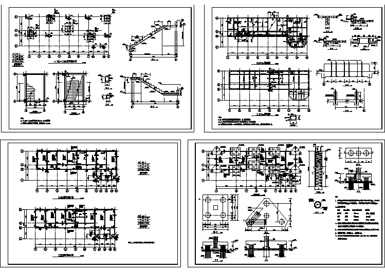 办公楼设计_某2层框架L形办公楼结构施工全套CAD图