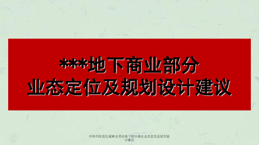 中牟四牟园区域商业项目地下部分商业业态定位及规划设计建议ppt课件