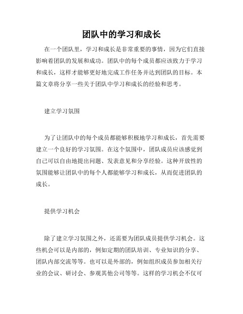 团队中的学习和成长