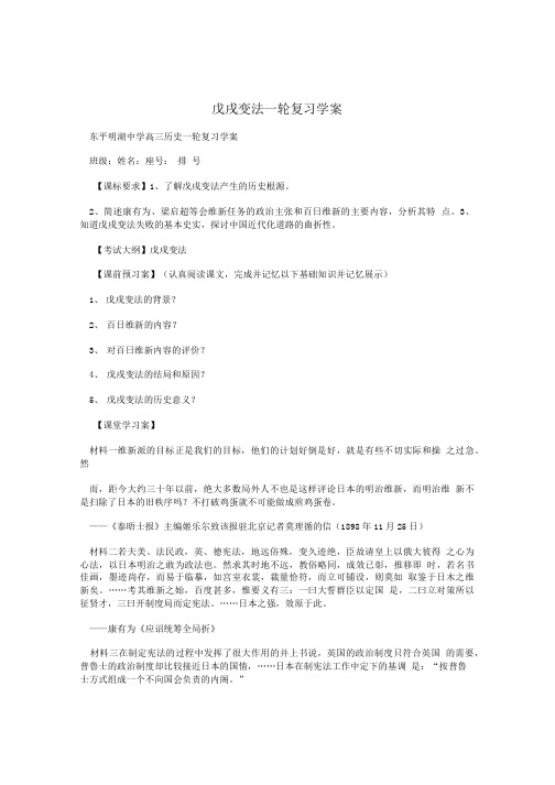 戊戌变法一轮复习学案.doc