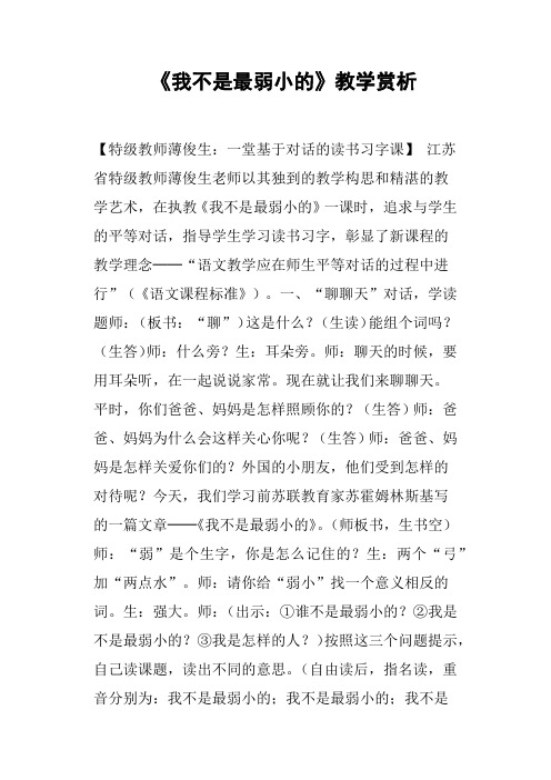 《我不是最弱小的》教学赏析