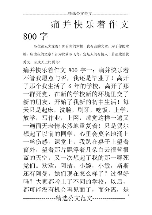 痛并快乐着作文800字