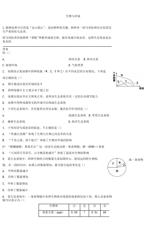 2022年江西省中考生物总复习 强化训练 生物与环境