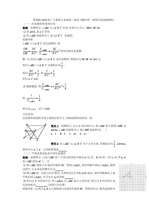 鲁教版2019初三下册第九章相似三角形习题归类(利用位似放缩图形) - 副本