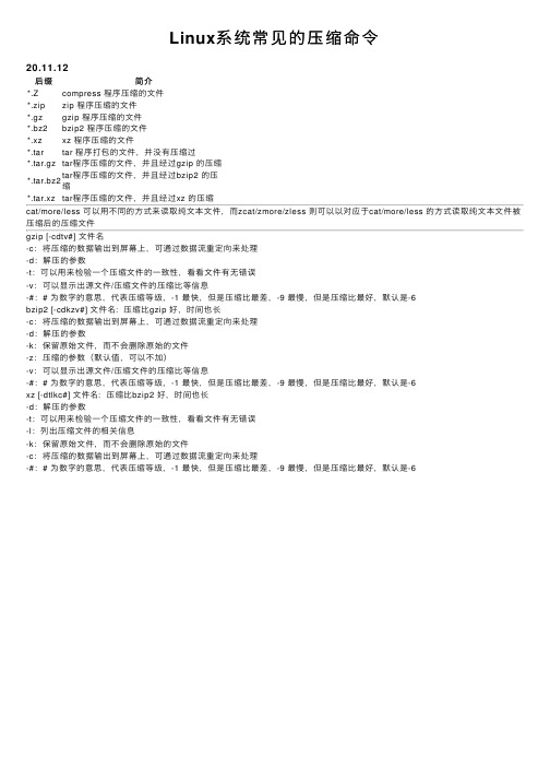 Linux系统常见的压缩命令