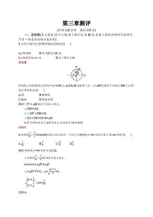 2019-2020版数学新学案北师大版选修2-1练习：第三章 圆锥曲线与方程 测评 Word版含解析