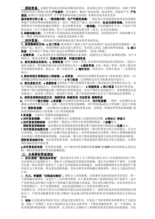 国际贸易理论名词解释总结 复习资料