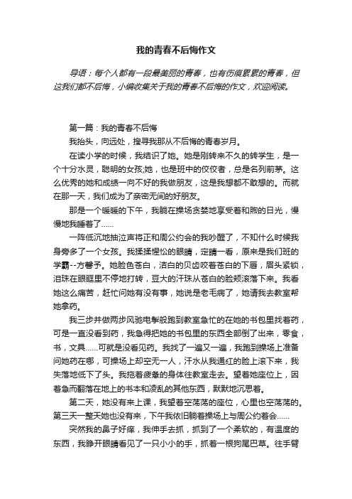 我的青春不后悔作文