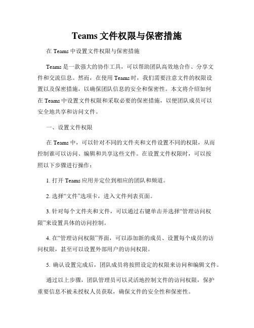 Teams文件权限与保密措施