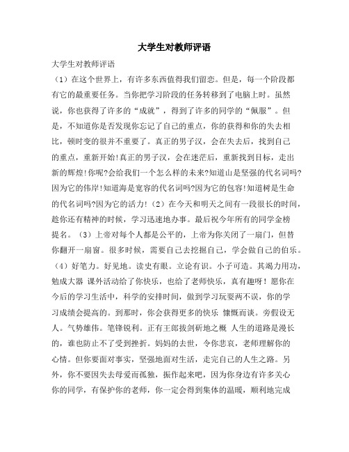 大学生对教师评语