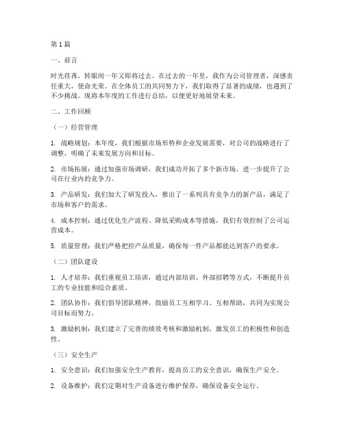 公司管理者年度总结范文(3篇)