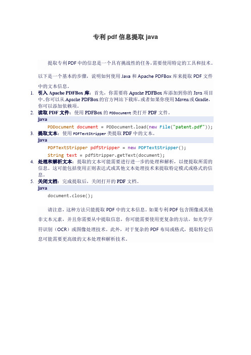 专利pdf信息提取java