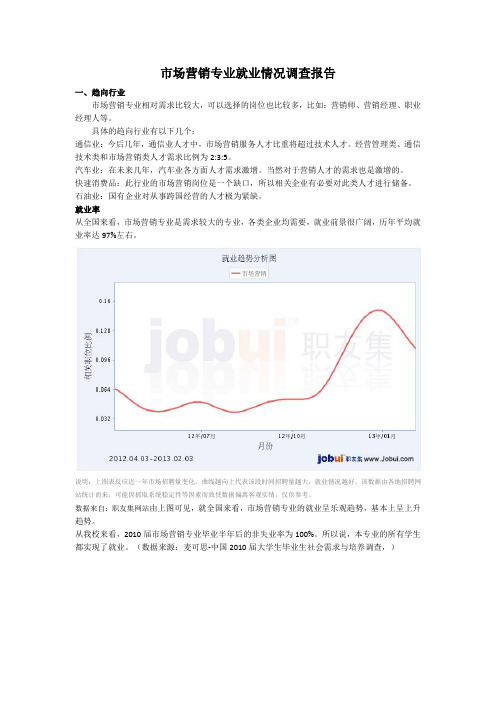 市场营销专业就业情况调查报告[1]