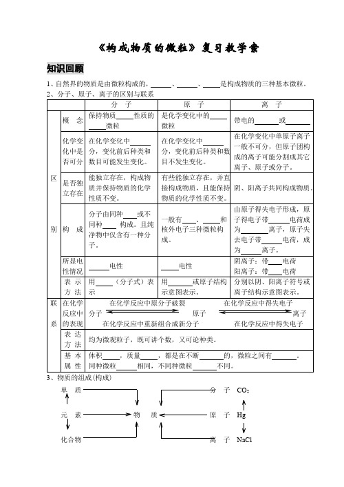 沪教版化学九年级《构成物质的微粒复习》教学设计