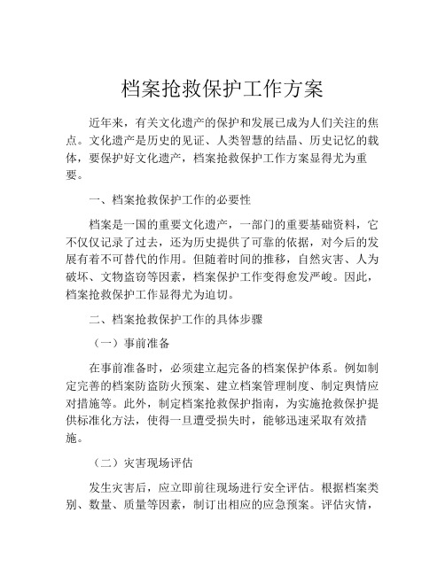 档案抢救保护工作方案