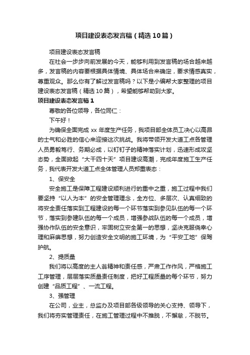 项目建设表态发言稿（精选10篇）