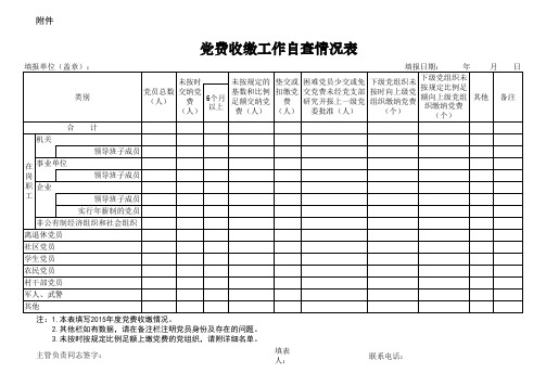 党费收缴工作自查情况表