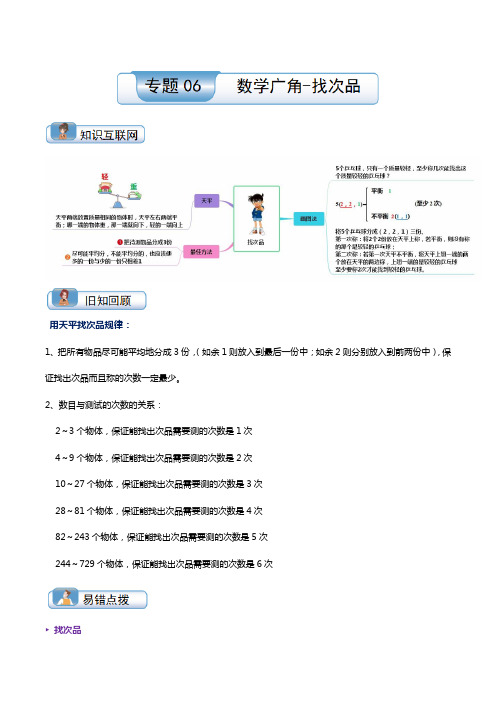 专题06 数学广角—找次品(学生版)