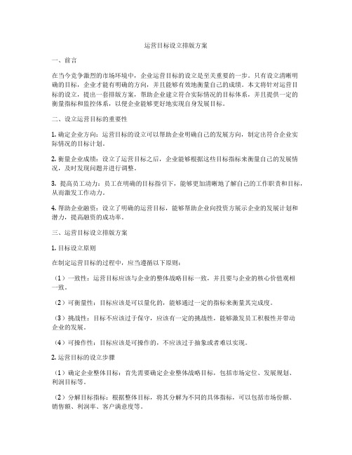 运营目标设立排版方案