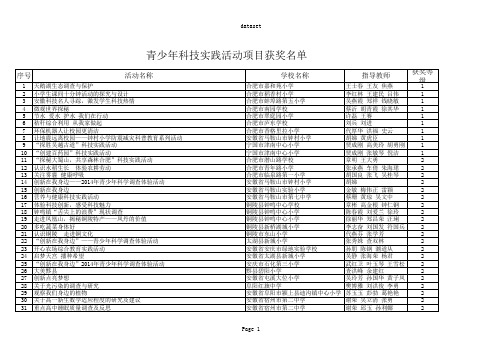 安徽省2015年青少年科技实践活动项目获奖名单