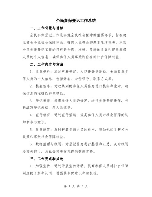 全民参保登记工作总结