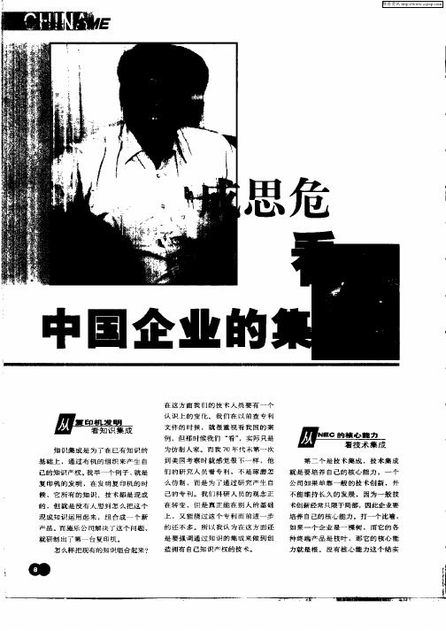 成思危看中国企业的集成