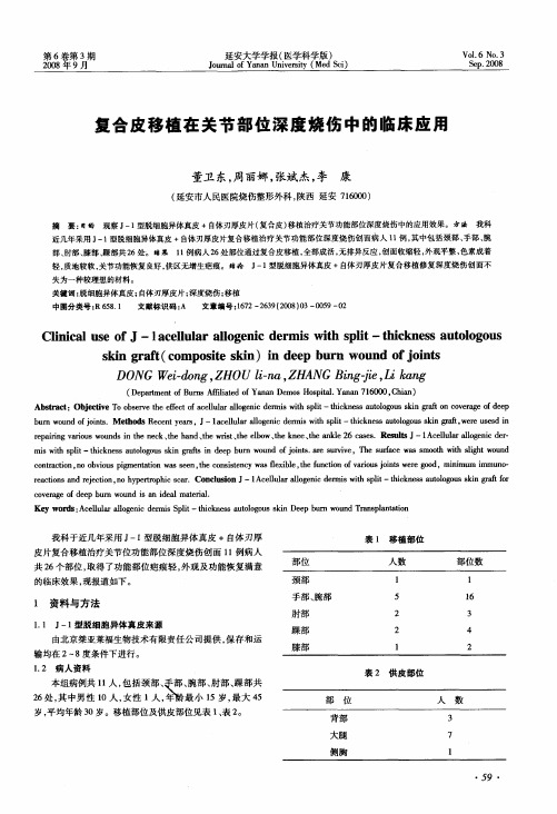 复合皮移植在关节部位深度烧伤中的临床应用