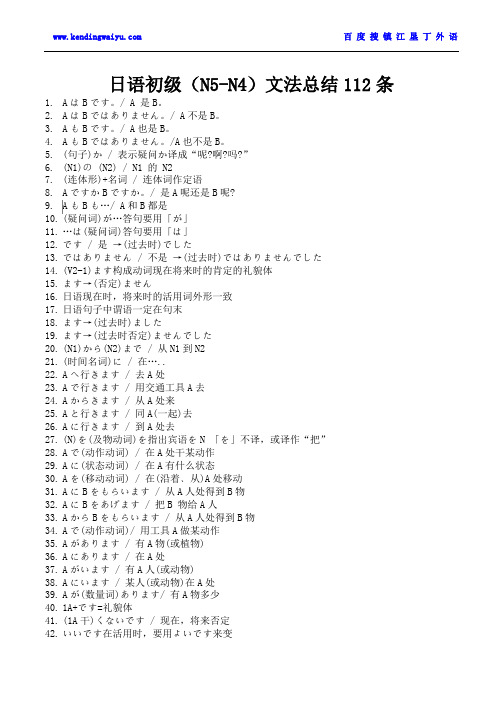 镇江日语初级(N5-N4)文法总结112条