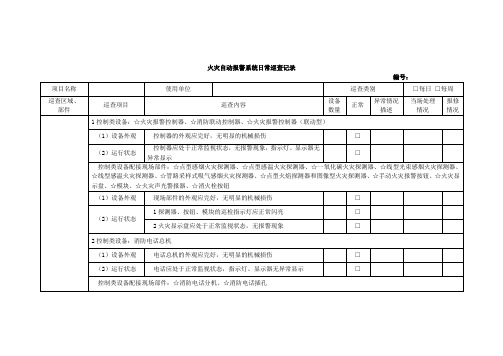 火灾自动报警系统日常巡查记录