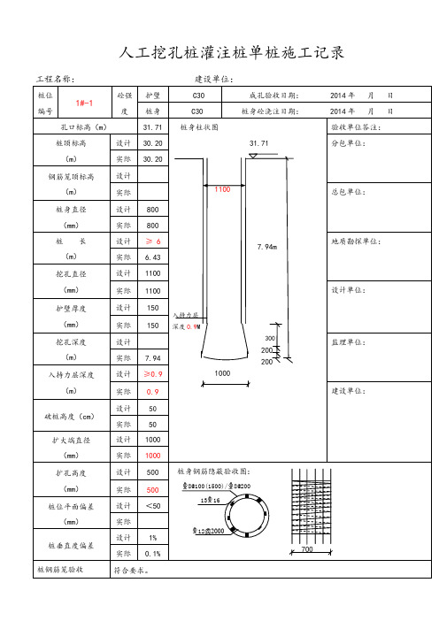 人工挖孔灌注桩一桩一表