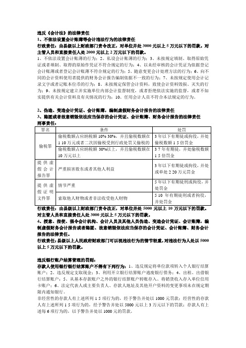 不依法设置会计账薄等会计违法行为的法律责任