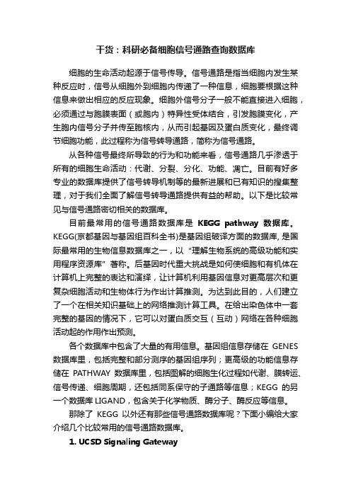 干货：科研必备细胞信号通路查询数据库